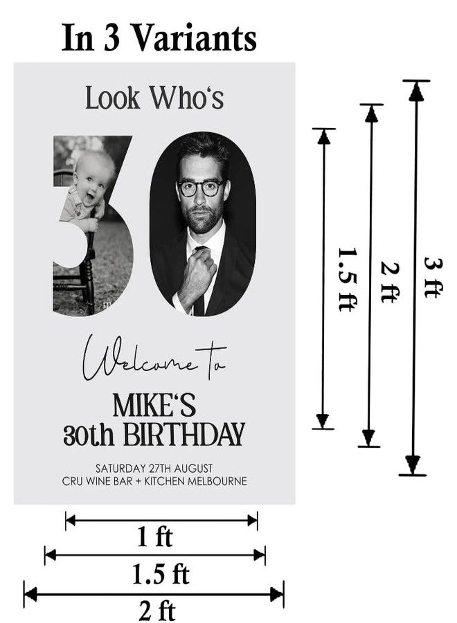 Theme My Party Customised 30th Birthday Welcome Board I Personalised 30 Years Birthday Welcome Sign I 30th Birthday Decoration - Image 2